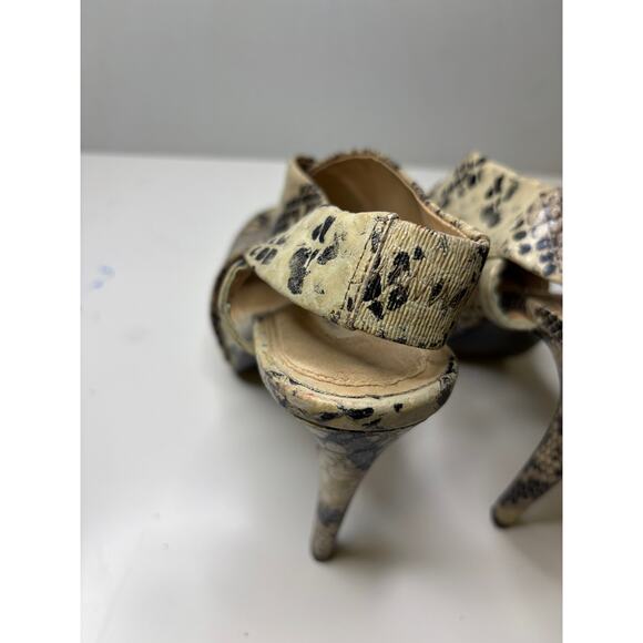 Diane von Fürstenberg Snakeskin Print Peep Toe Heels – Size 8 (Pre-Loved) - Picture 5 of 6